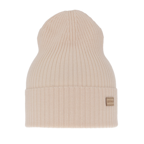 Czapka damska zimowa, wiosenna, kremowa, 100% wełniana merino Sophie
