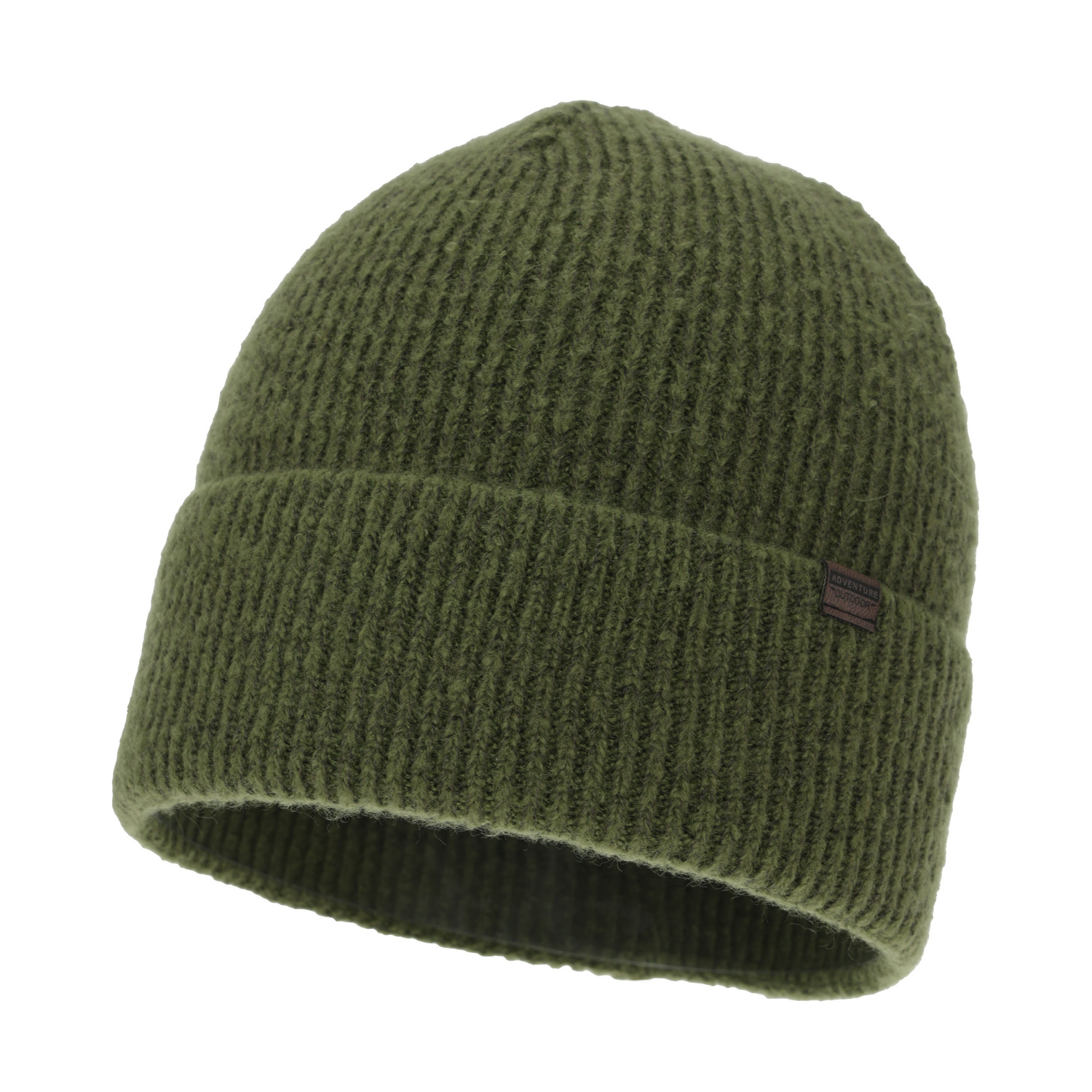 Czapka zimowa męska, khaki, z wełną merino, Korins