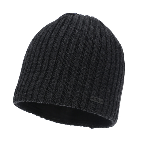 Czapka zimowa męska, ciemnoszara, z wełną merino Adagio