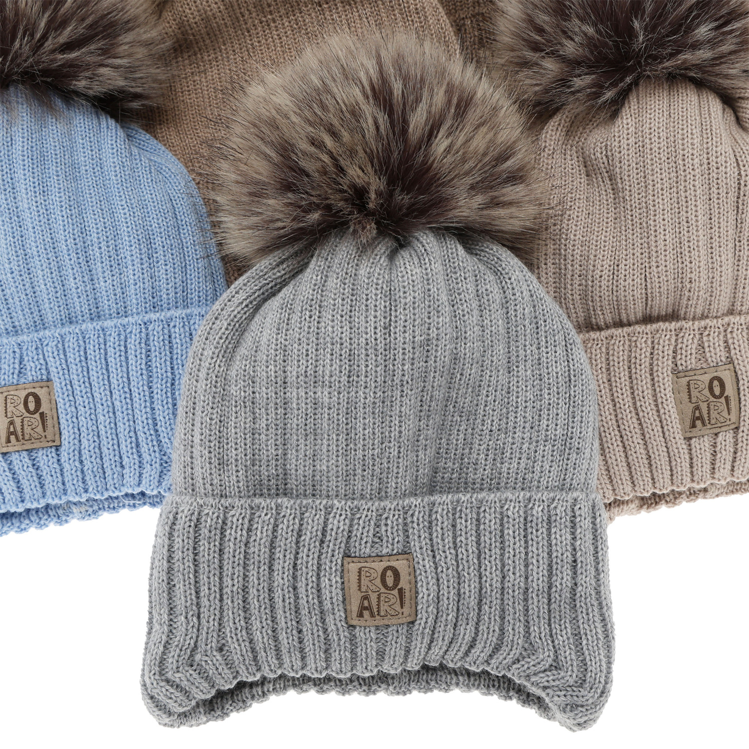 Czapka zimowa dla chłopca wiązana, z wełną merino, ciemnobeżowa Nabil