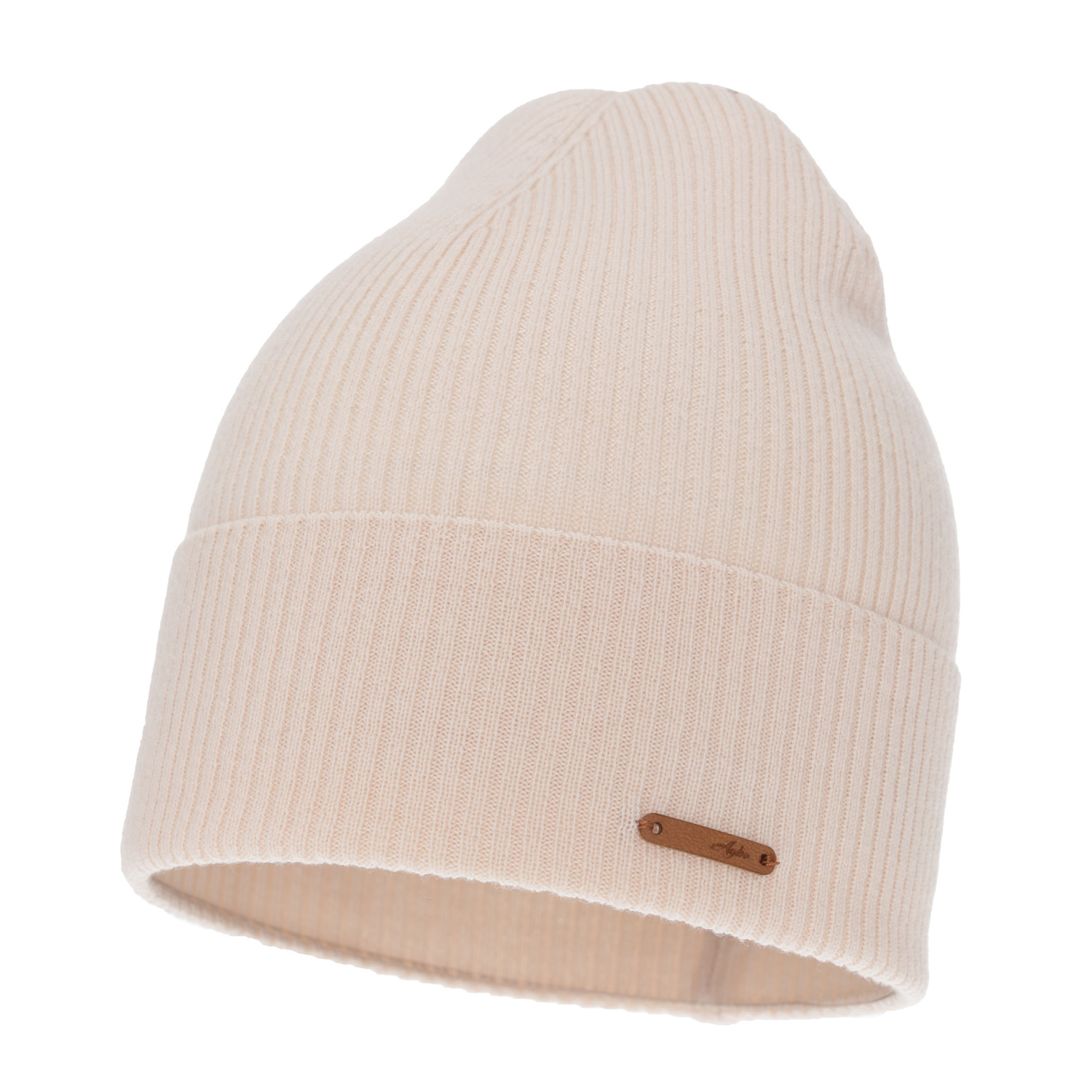 Czapka jesienna, wiosenna damska, jasnoróżowa, 100% wełniana merino, Flerra