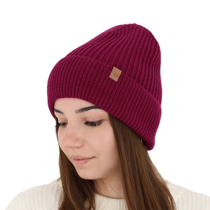 Czapka zimowa damska, brązowa, 100% wełniana merino Isla