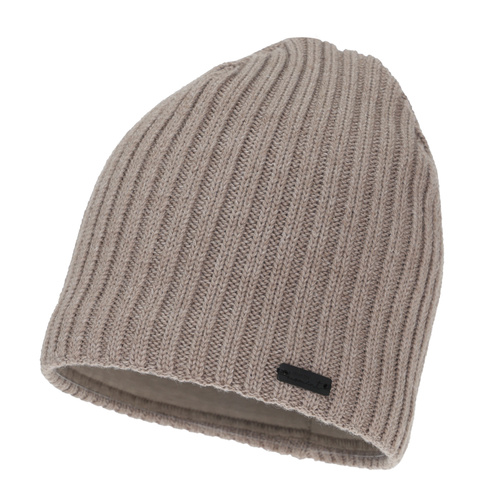 Czapka zimowa damska, ciemnobeżowa, z wełną merino Soletta