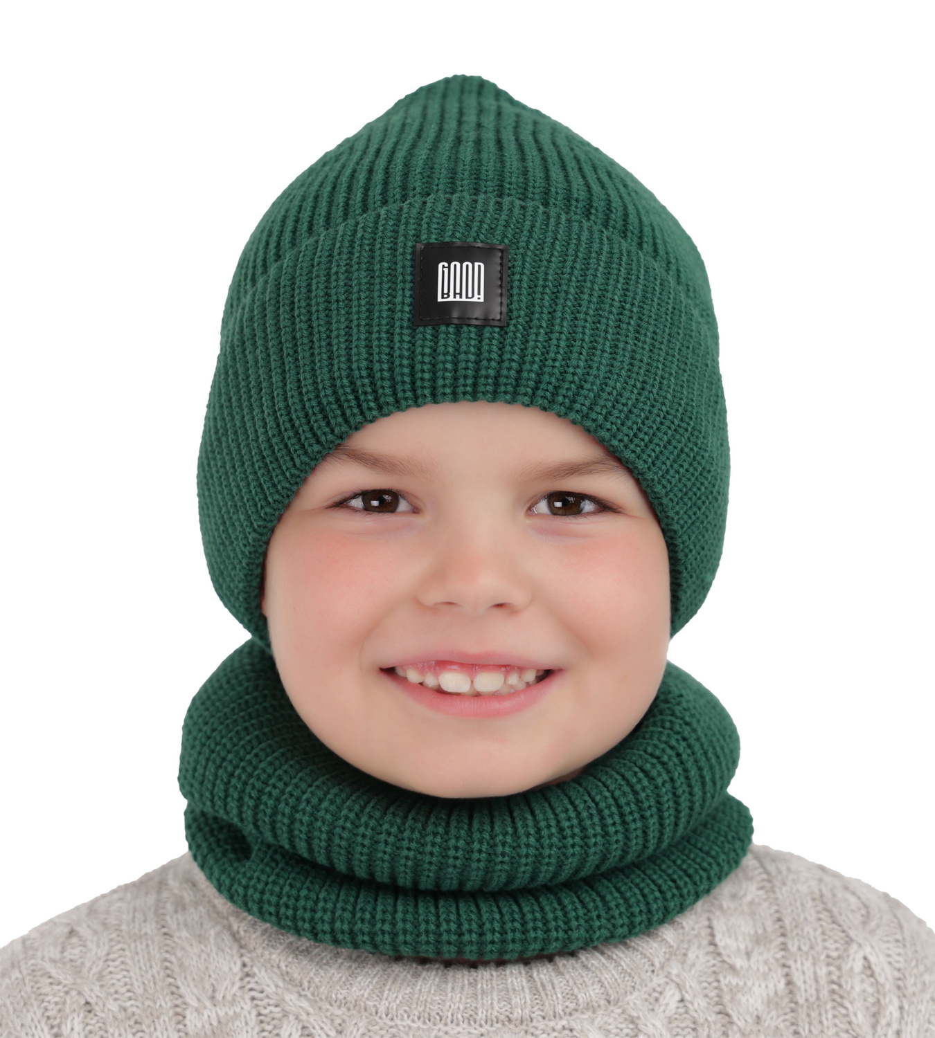 Czapka i komin dla chłopca zimowy komplet, khaki Amadeo