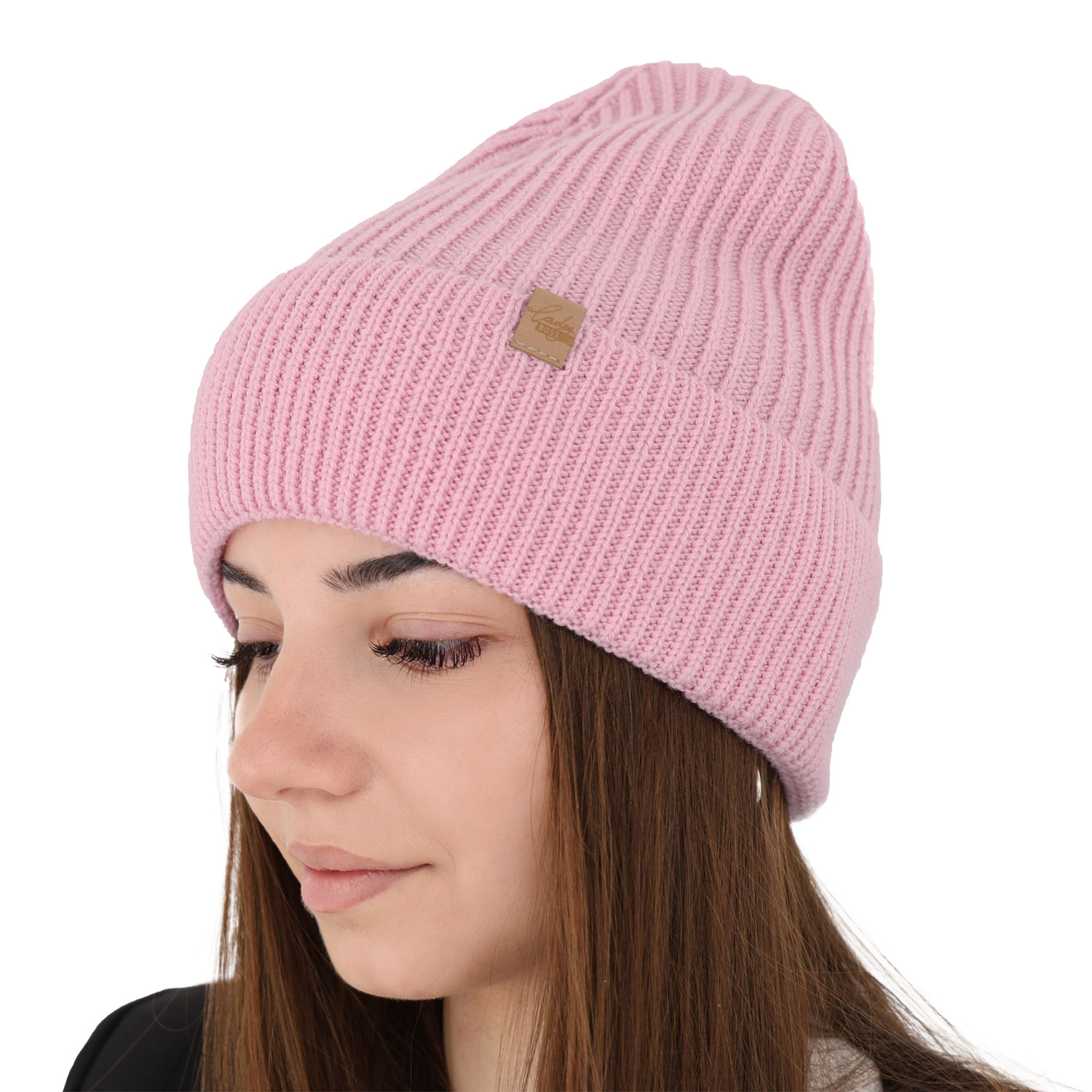 Czapka zimowa damska, czarna, 100% wełniana merino Isla