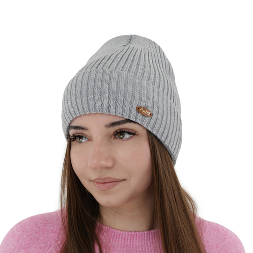 Czapka zimowa damska, fioletowa, z wełną merino Shila