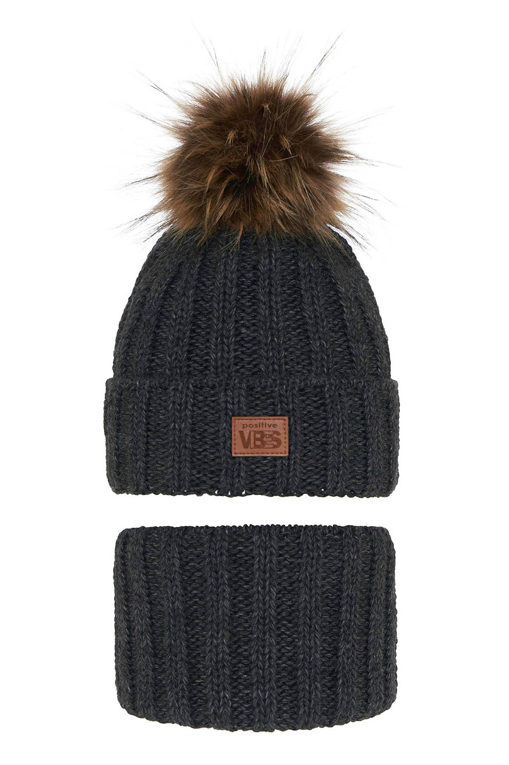 Czapka i komin dla chłopca zimowy komplet, ciemnoszary Remes