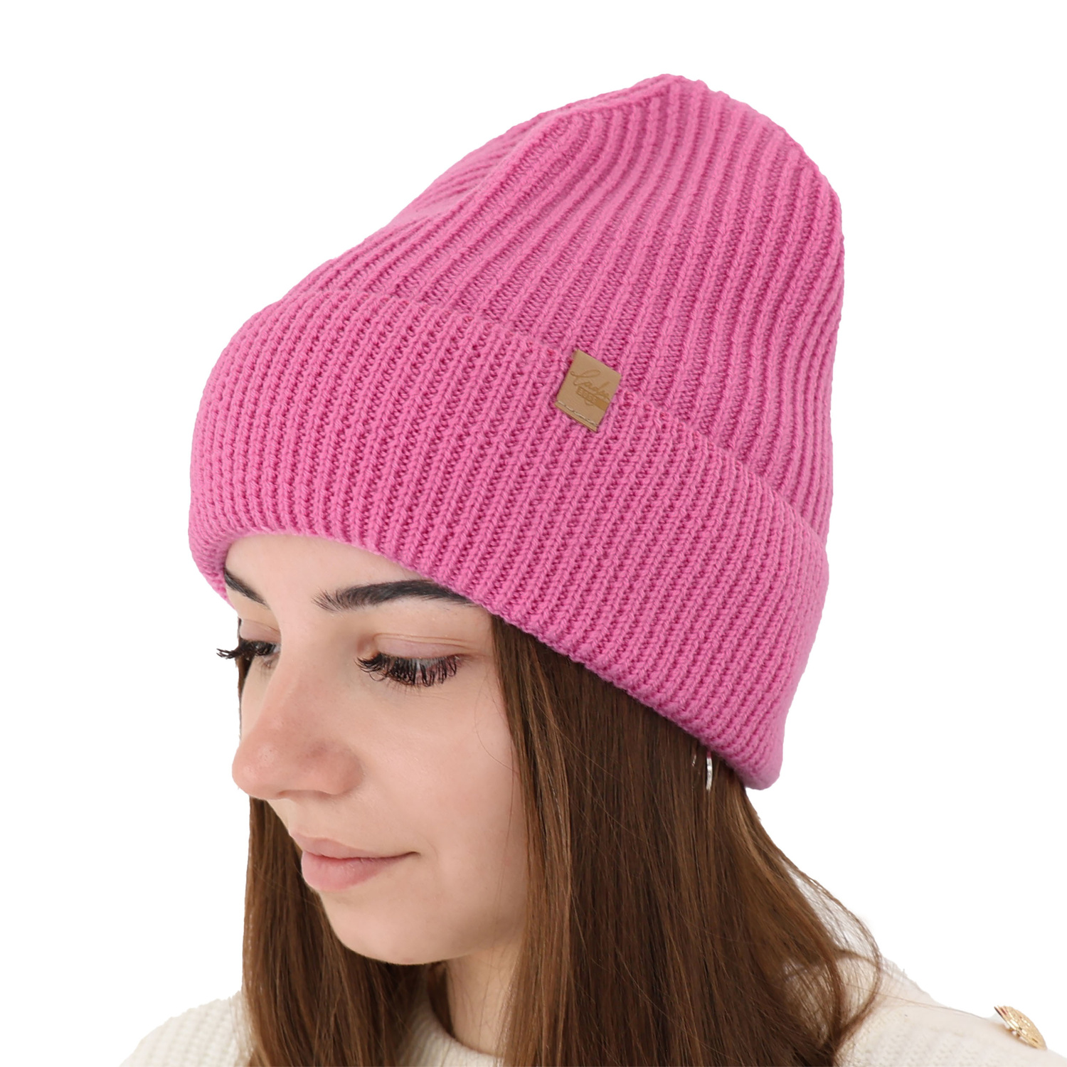 Czapka zimowa damska, beżowa, 100% wełniana merino Isla