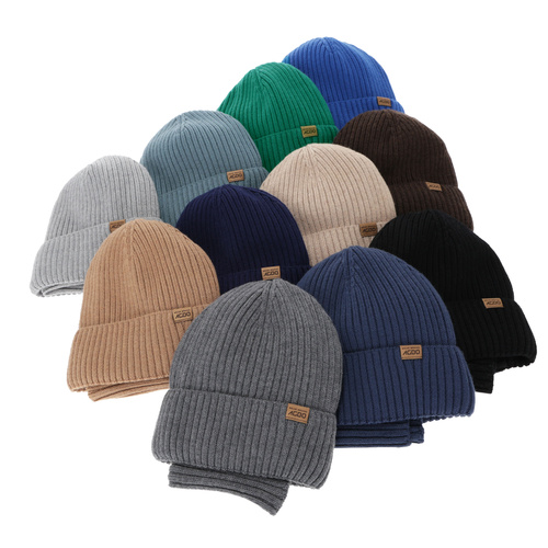 Czapka i komin dla chłopca, zimowy komplet, 100% wełniany merino, z podszyciem z wełny merino, camel Domin