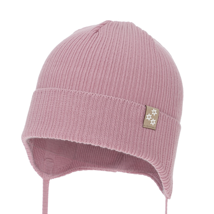 Czapka dla dziewczynki jesienna, wiosenna, wrzosowa, wiązana, 100% bawełna Lunara
