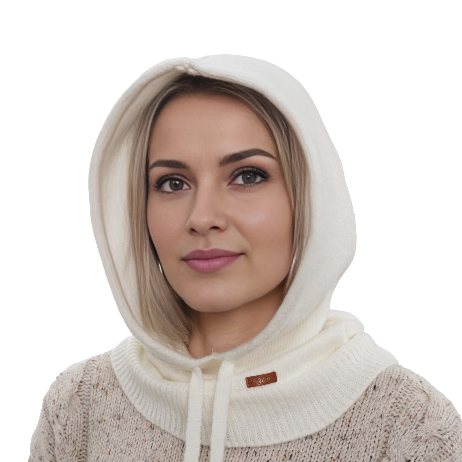 Kominiarka zimowa damska, kremowa, z wełną merino, Elizabeth
