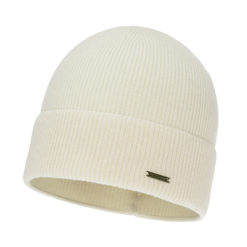 Czapka jesienna, zimowa damska, kremowa, wełna merino z kaszmirem, Sindra