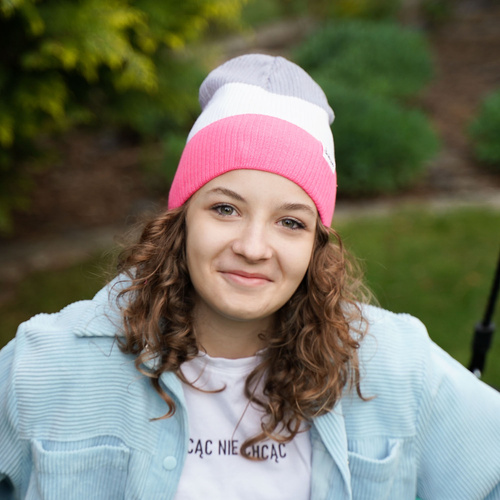 Czapka i komin dla dziewczynki jesienny, wiosenny komplet, z bawełną, różowy Dalila