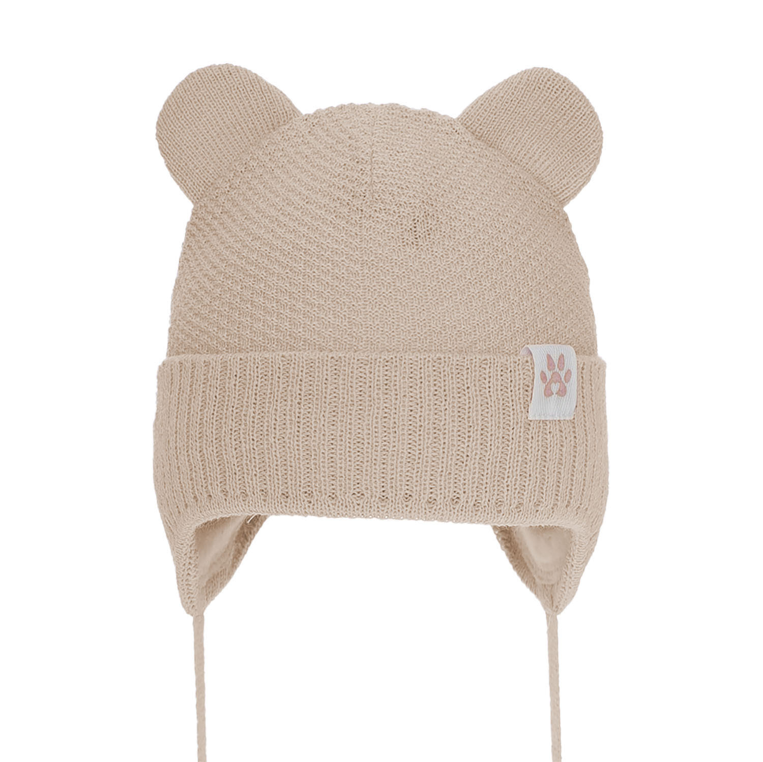 Czapka zimowa dla dziewczynki, beżowa, wiązana Lala