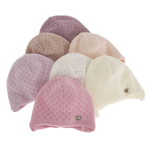 Czapka jesienna, wiosenna dla dziewczynki, fioletowa, wiązana Lidia