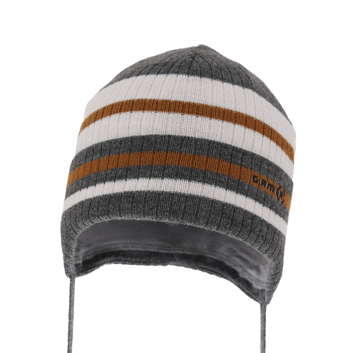 Czapka jesienna, wiosenna dla chłopca wiązana, ciemnoszara, Oleander