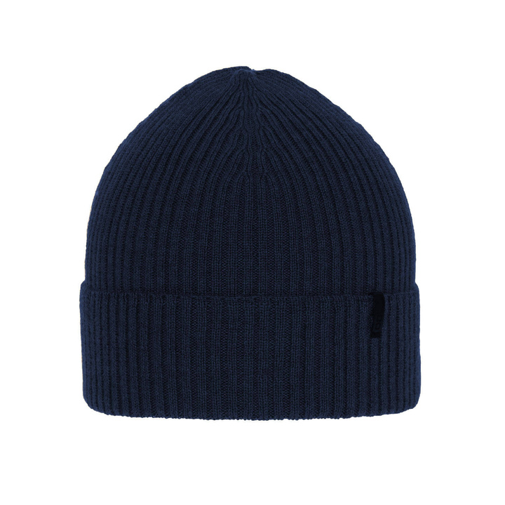 Czapka zimowa męska, granatowa, 100% wełniana merino Thorin