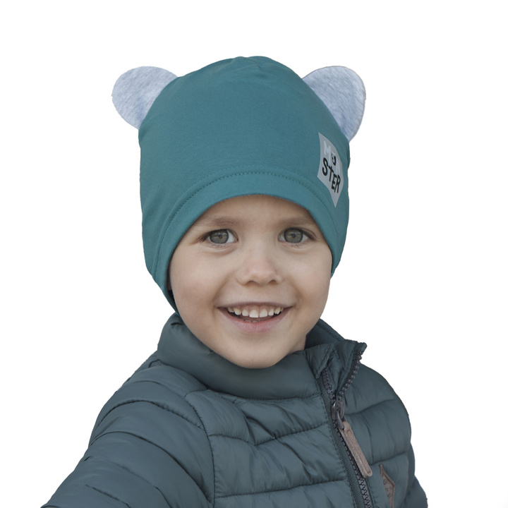 Beret jesienny, wiosenny dla chłopca, szmaragdowy, bawełniany Jugo