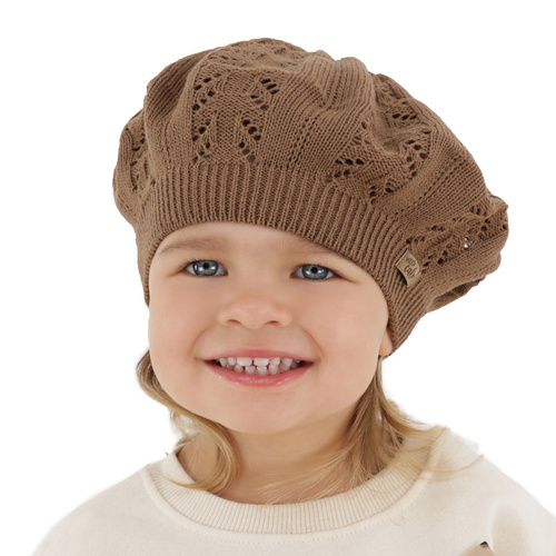 Beret dla dziewczynki jesienny, wiosenny, fioletowy Kevira