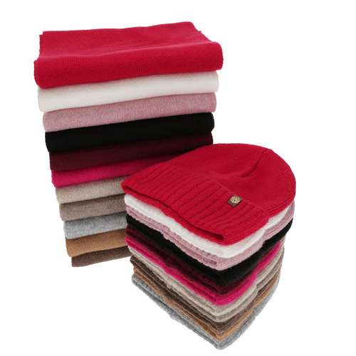 Czapka i szalik damski, zimowy komplet, jasnobeżowy, Shasta