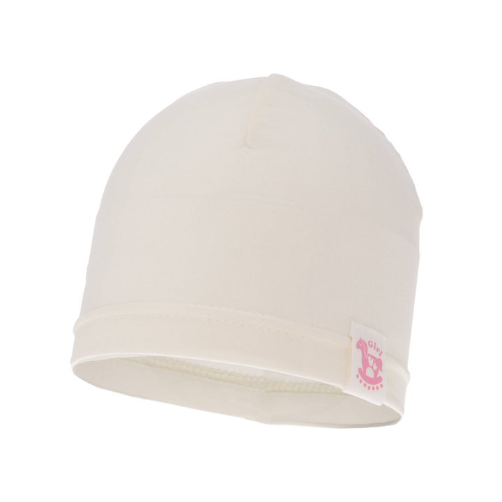 Czapka bawełniana jesienna, wiosenna dla dziewczynki, kremowa Mia