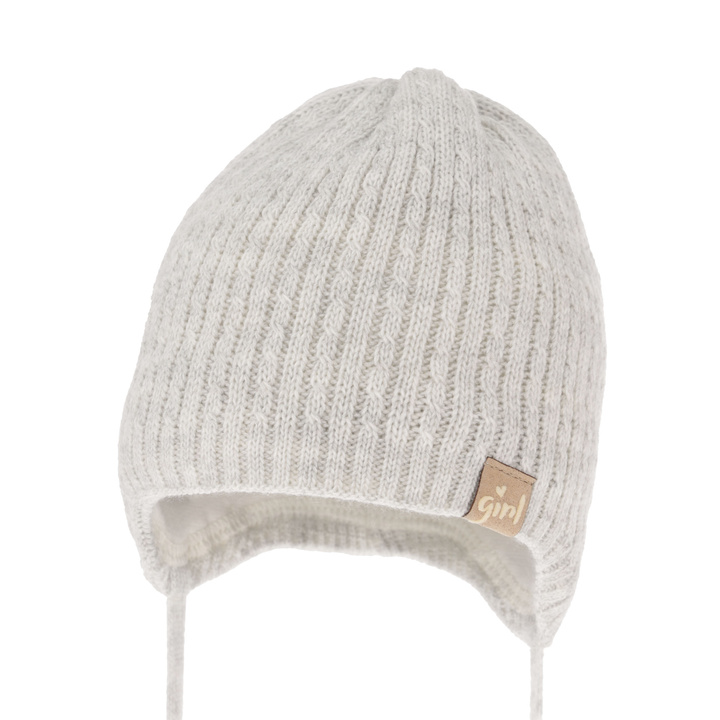 Czapka jesienna, wiosenna dla dziewczynki, szara, wiązana Cheri