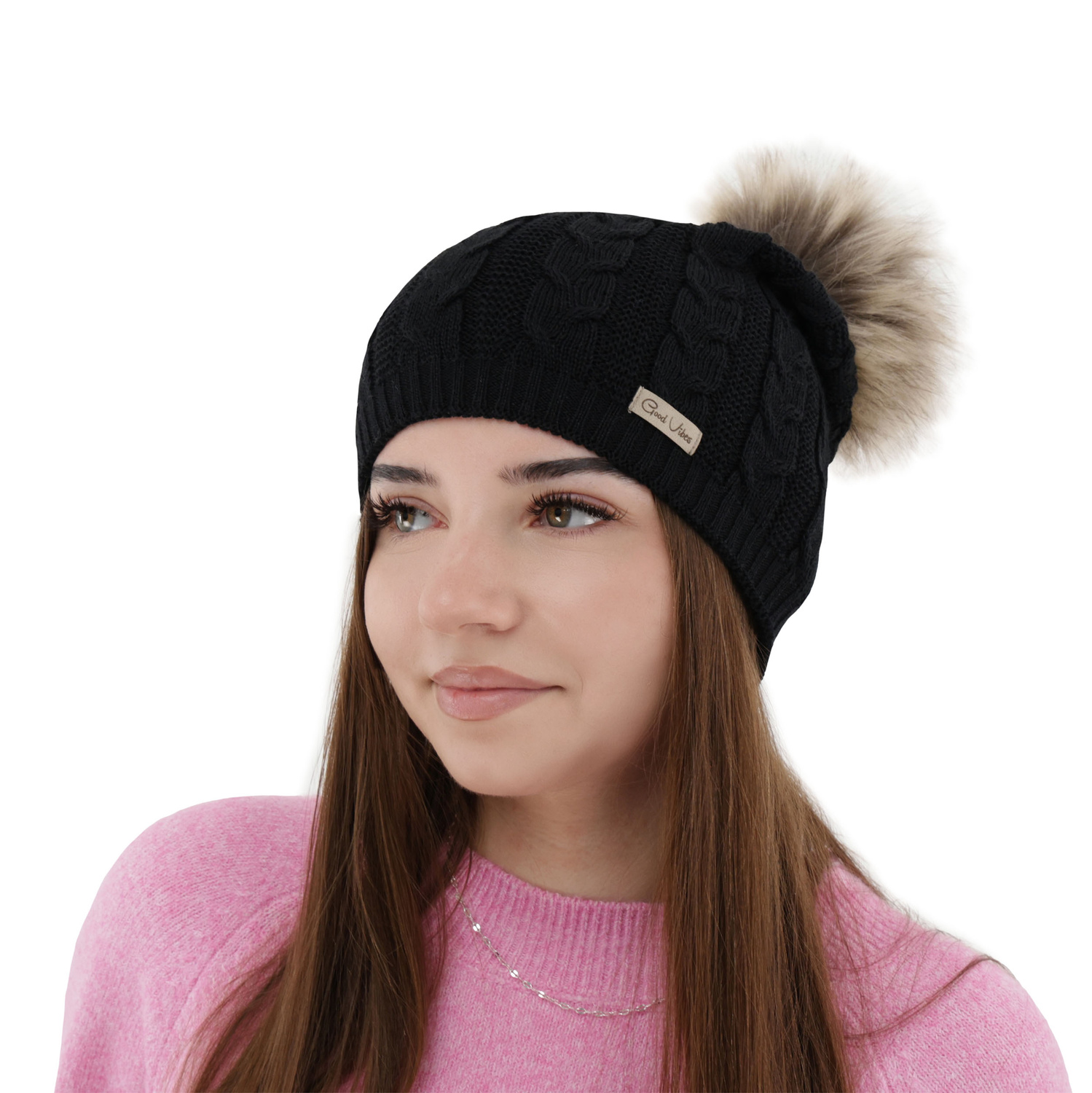 Czapka zimowa damska, fioletowa, z wełną merino Bafi