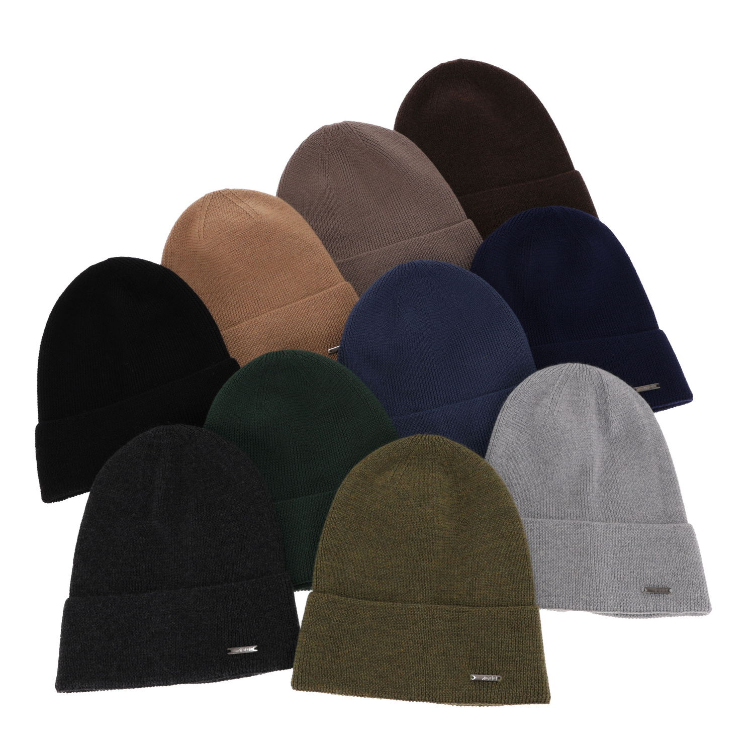 Czapka wiosenno-zimowa męska, brązowa, 100% wełniana merino Memfis