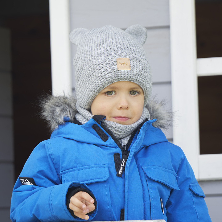 Czapka i komin dla chłopca zimowy komplet, szary Michael