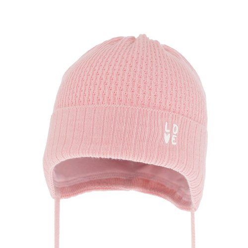 Czapka jesienna, wiosenna dla dziewczynki, różowa, wiązana Camilla