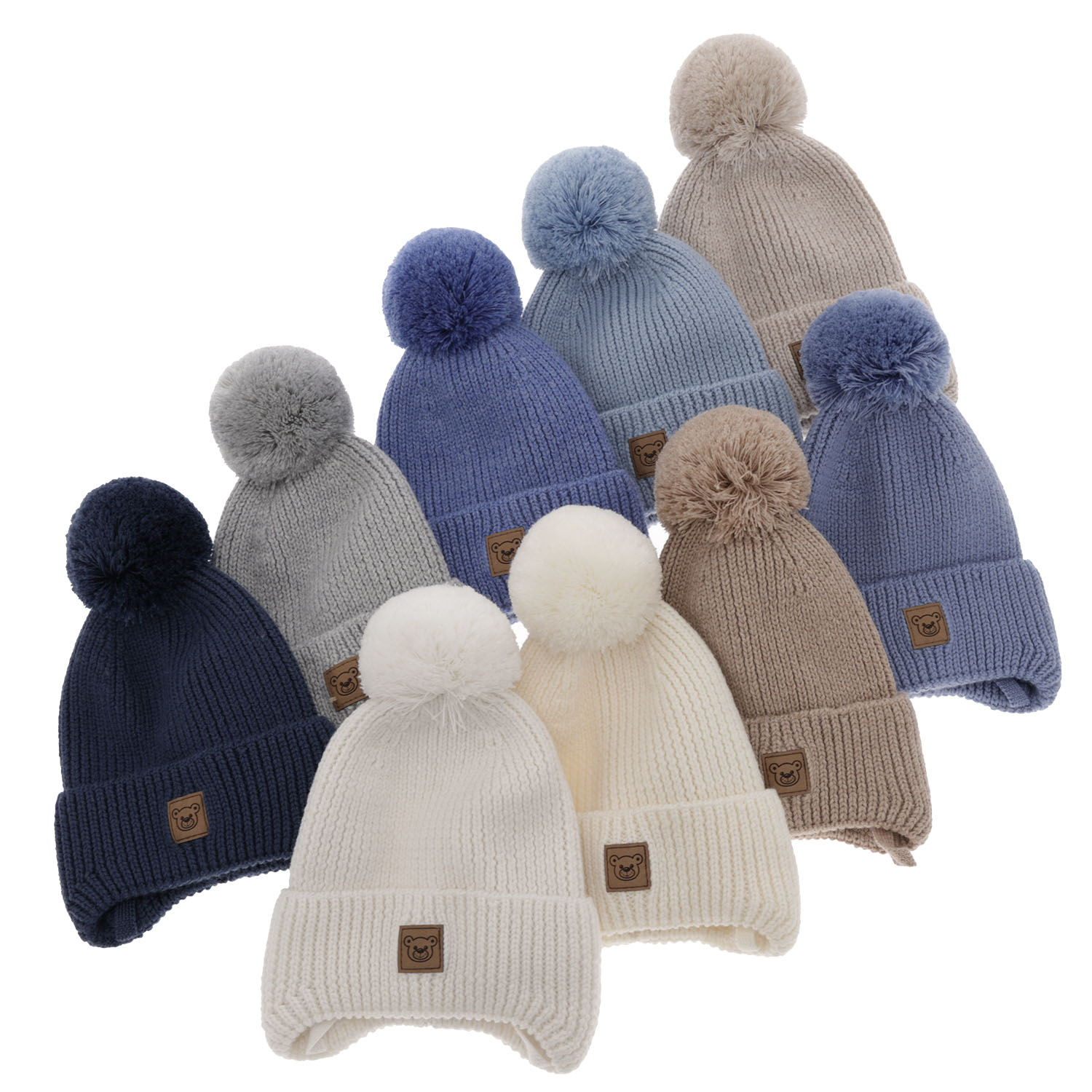 Czapka zimowa dla chłopca, niebieska, wiązana, 100% wełniana merino, podszyta wełnianym polarem Tofik