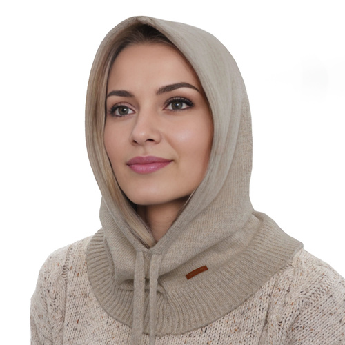 Kominiarka zimowa damska, beżowa,z wełną merino Elizabeth