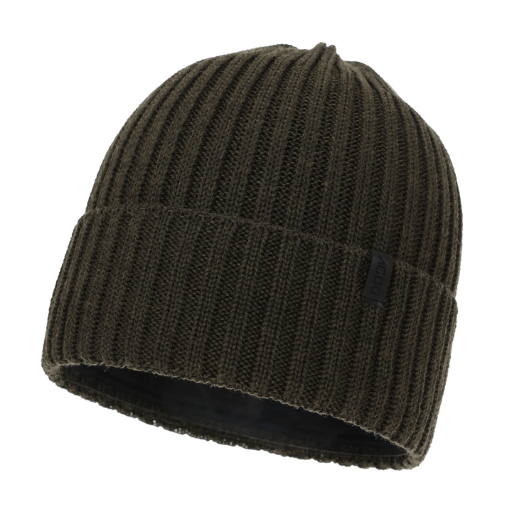 Czapka zimowa męska, khaki, z wełną merino, Tyrol