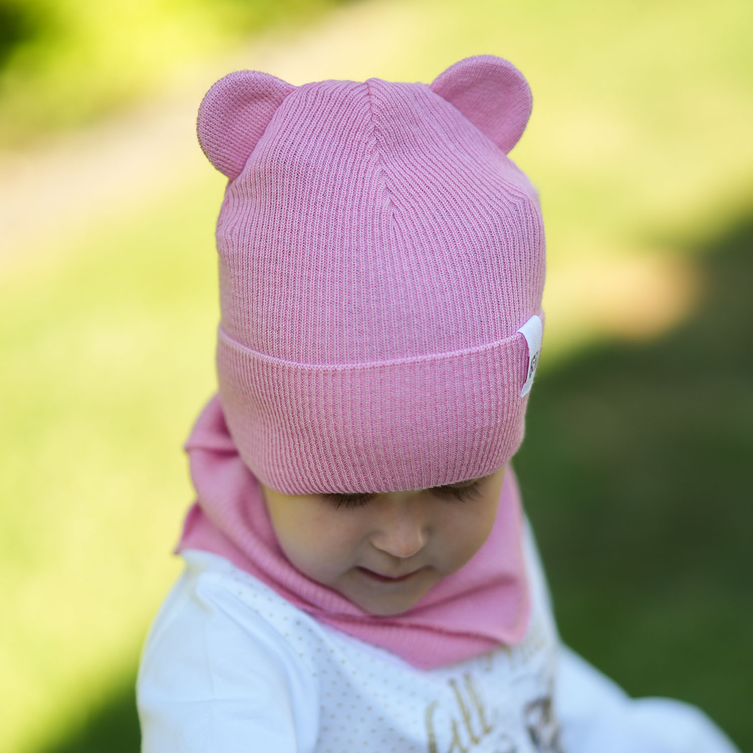 Czapka i komin dla dziewczynki jesienny, wiosenny komplet, z bawełną, czarny Kajra