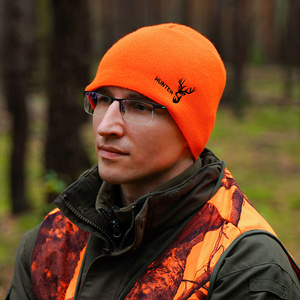 Czapka zimowa męska, pomarańczowa, myśliwska Hunter