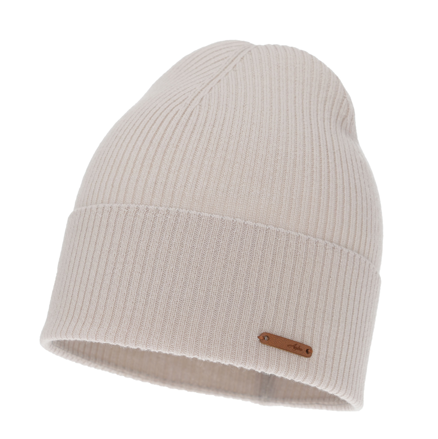 Czapka jesienna, zimowa damska, beżowa, 100% wełniana merino, Flerra
