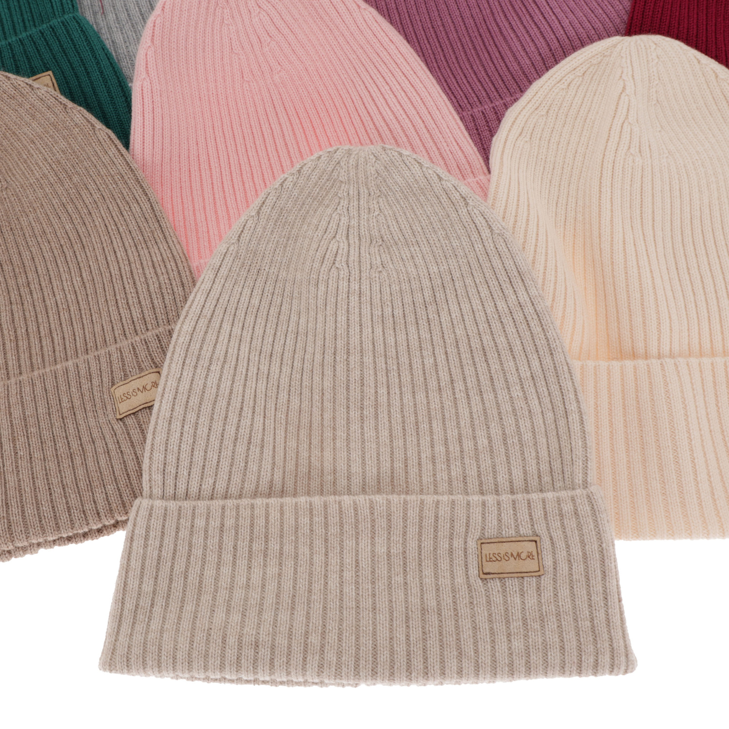 Czapka damska zimowa, wiosenna, jasnoróżowa, 100% wełniana merino Sophie