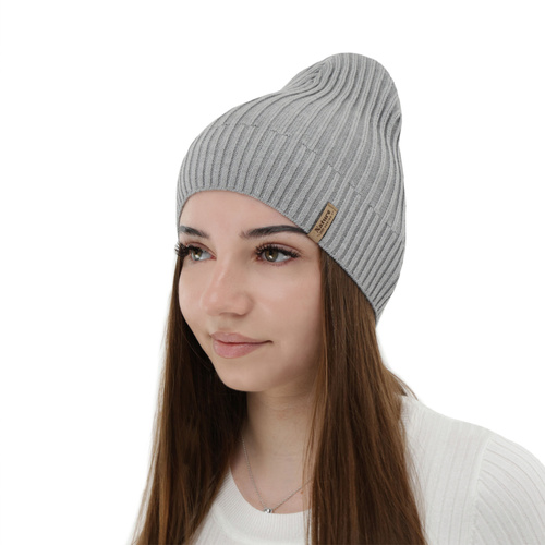 Czapka damska wiosenna, jesienna, z bawełną, szara, Mirona