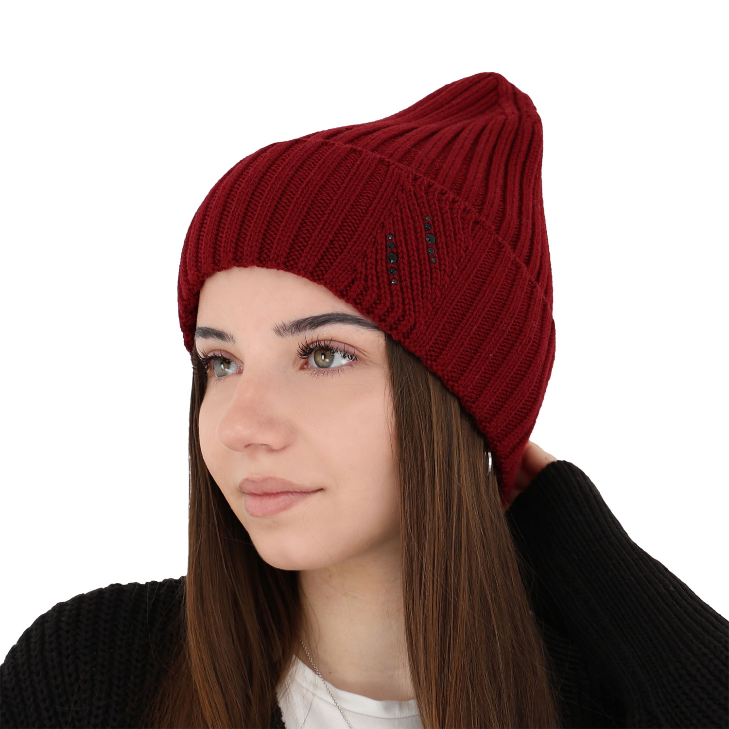 Czapka zimowa damska, beżowa, 100% wełniana merino Ariga