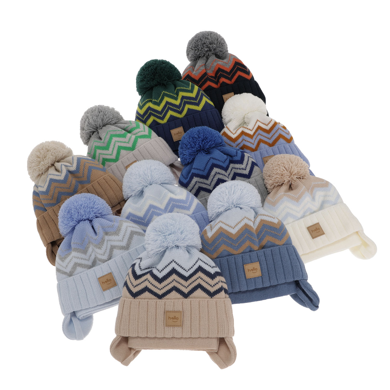 Czapka i szalik dla chłopca zimowy komplet, niebieski, wiązany, z pomponem Marcus