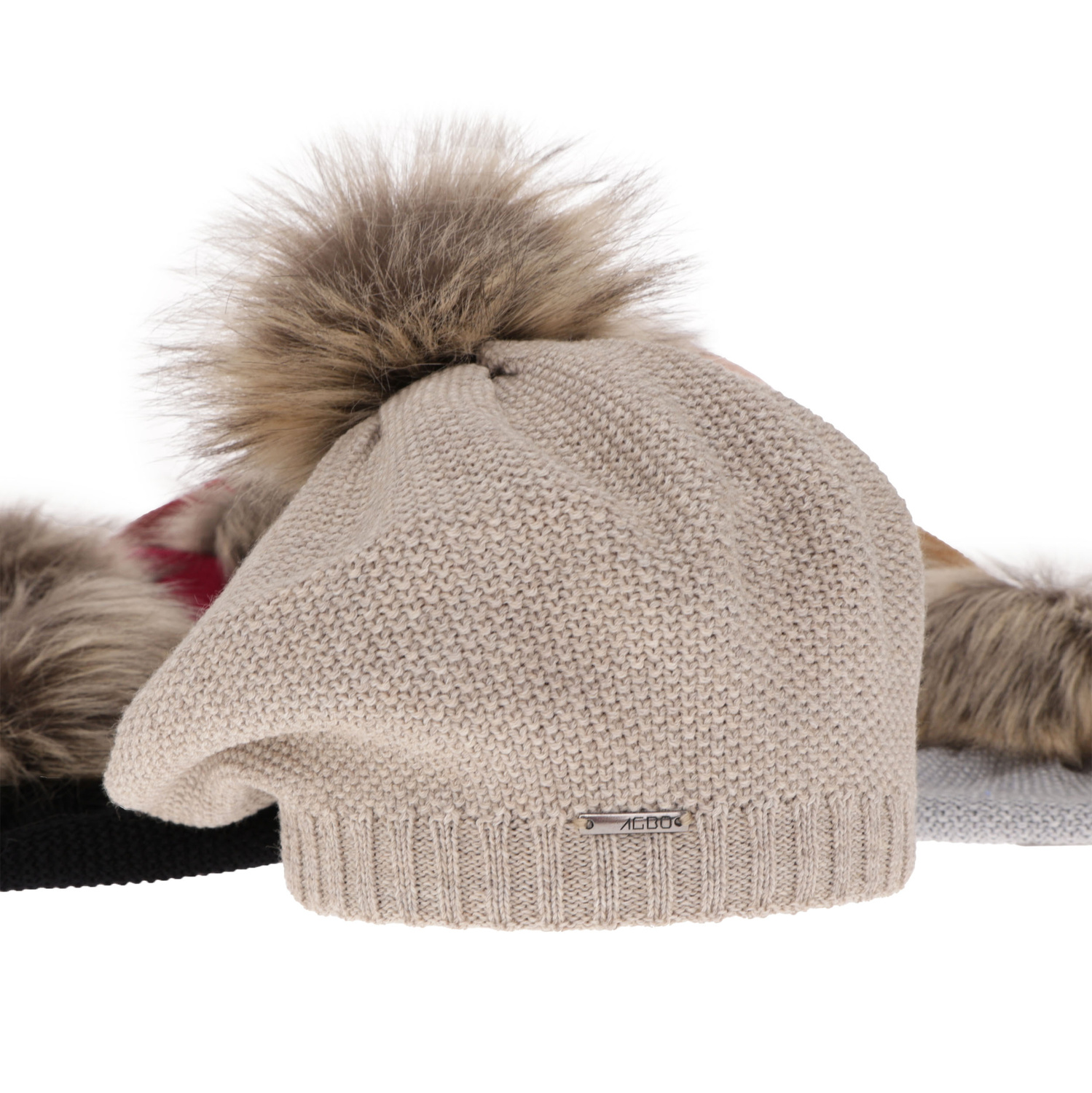 Beret damski zimowy, szary, z wełną merino Bonnie