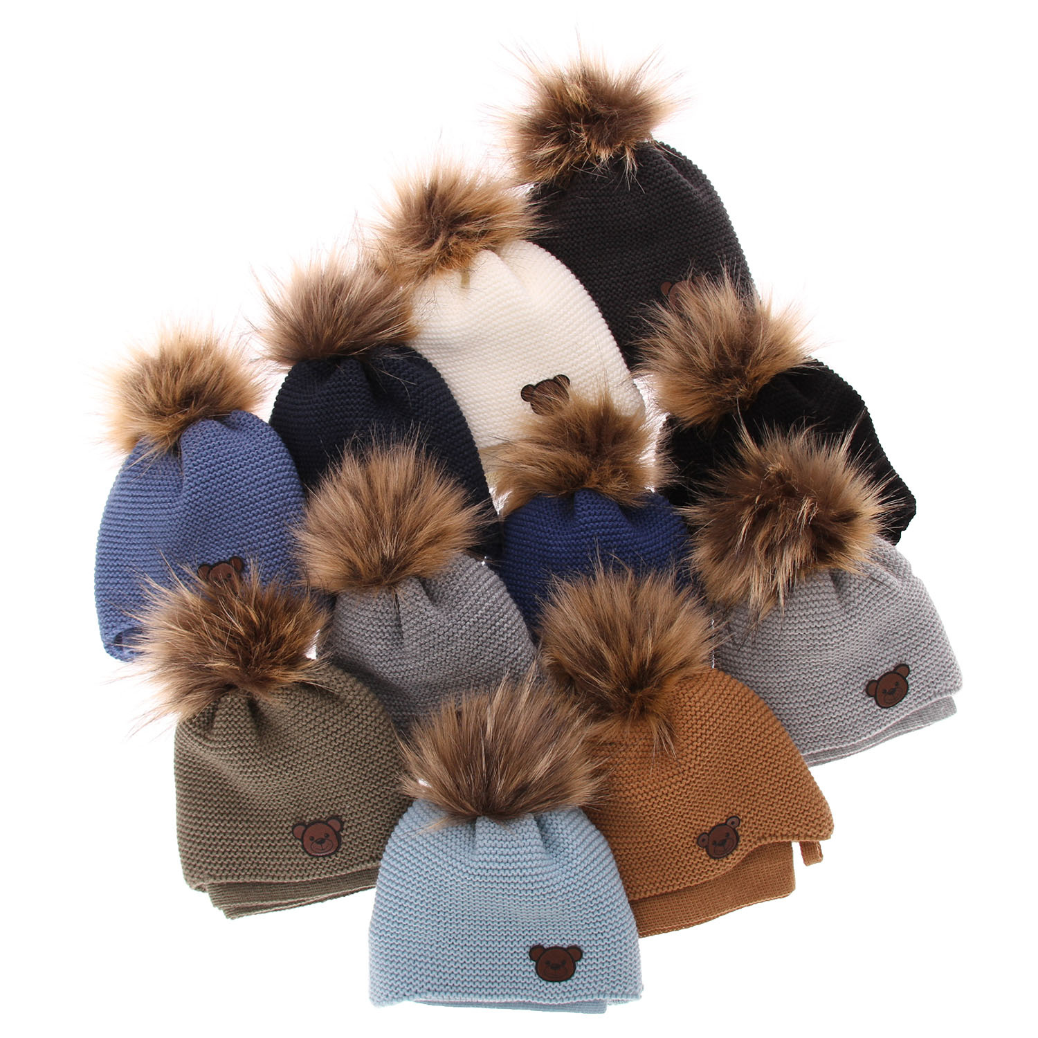 Czapka i szalik dla chłopca zimowy komplet, błękitny, z pomponem, wiązany Banksi
