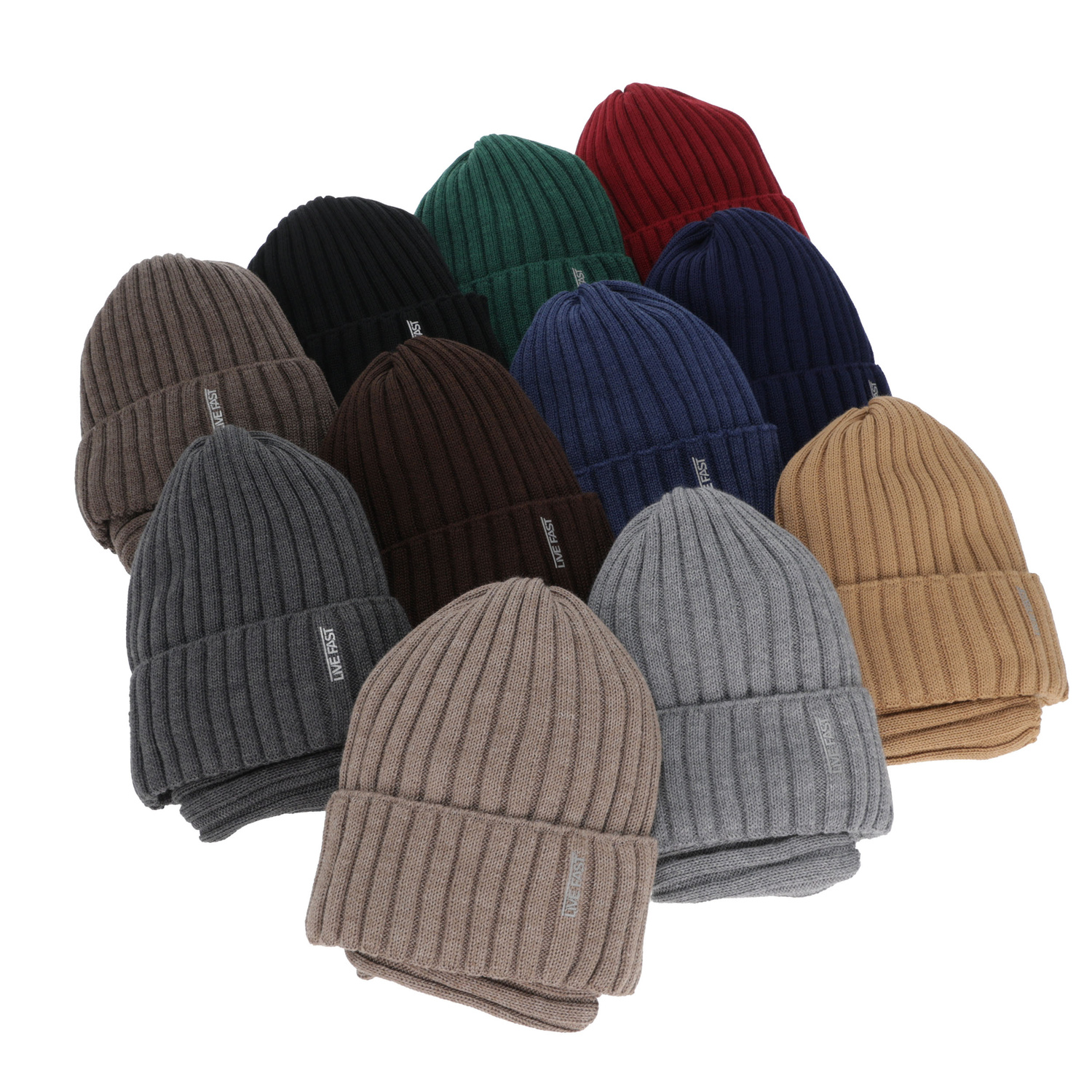 Czapka i komin dla chłopca zimowy komplet, beżowy, z wełną merino, podszyty polarem Banasko