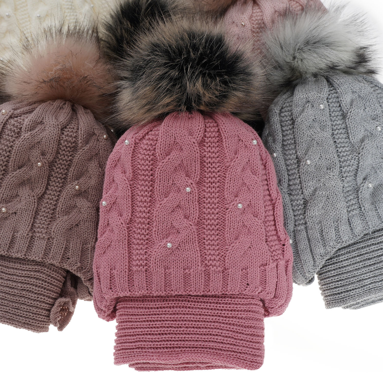 Czapka i szalik dla dziewczynki zimowy komplet, różowy, z pomponem Mirella