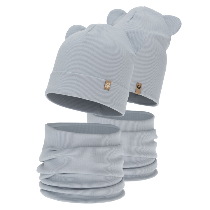 Czapka i komin dla chłopca, jesienny, wiosenny komplet, szary Farim