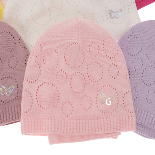 Czapka i komin dla dziewczynki jesienny, wiosenny komplet, z bawełną, wrzosowy Amarilla