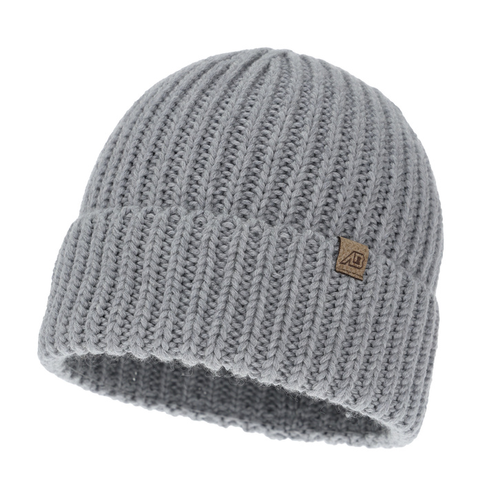 Czapka zimowa męska, jasnoszara, 100% wełniana merino, Berno