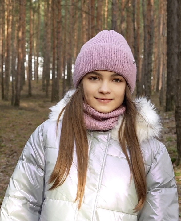 Czapka i komin dla dziewczynki zimowy komplet, miodowy Korsyka