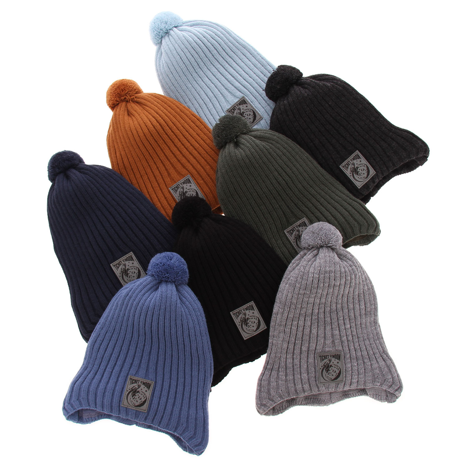 Czapka jesienna, wiosenna dla chłopca, czarna, wiązana, z pomponem Cyspin