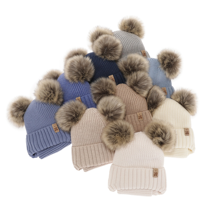 Czapka i komin dla chłopca zimowy komplet, biały, 100% wełniany merino, wiązany Konor